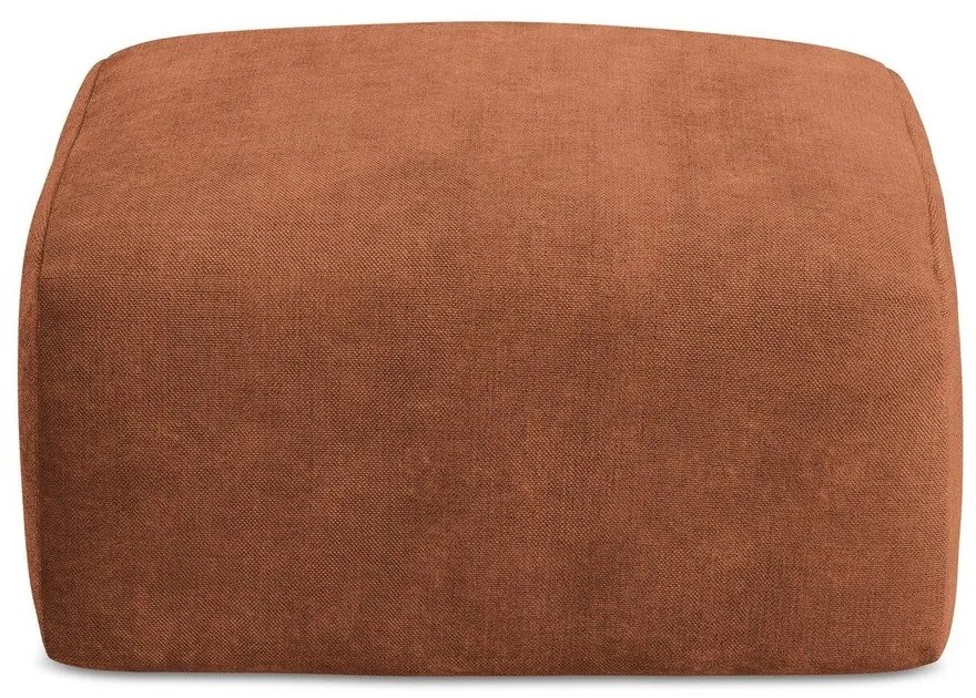 Poggiapiedi color terracotta con rivestimento in ciniglia Leila – Makamii