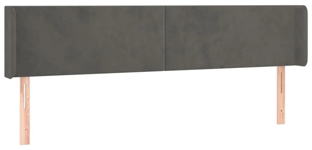 Testiera ad orecchio grigio scuro 183x16x78/88 cm in velluto