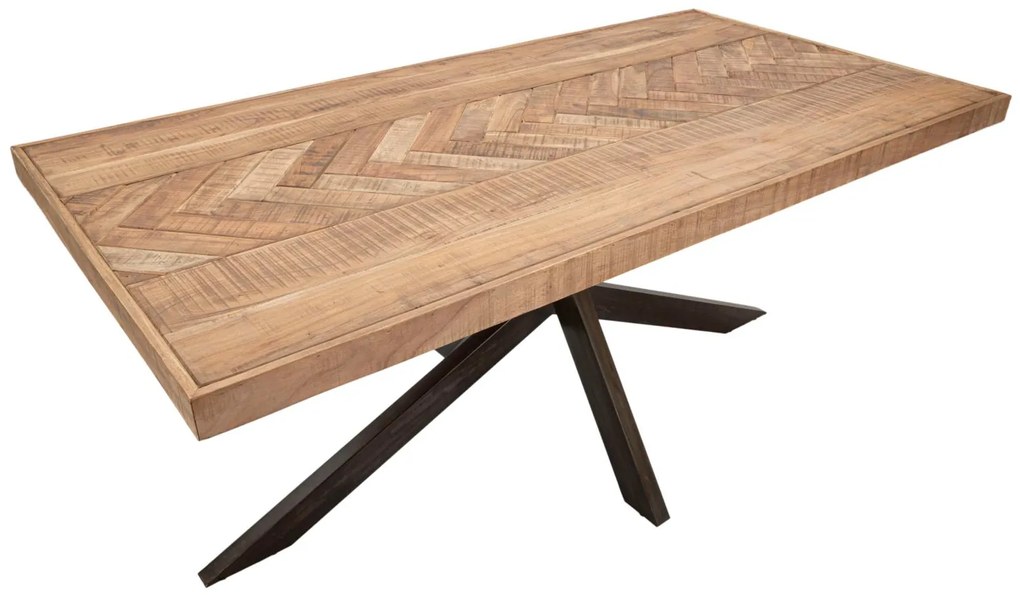 Tavolo da pranzo in legno di acacia nicolitica 180x90 cm con gambe in metallo design industriale