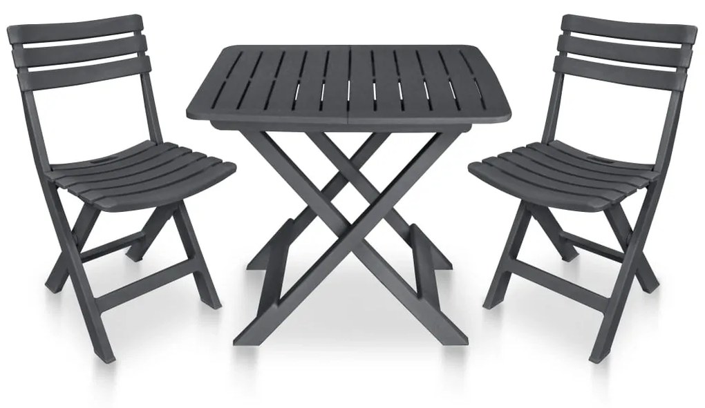 Set Da Bistrot 3 Pz Pieghevole İn Plastica Antracite /