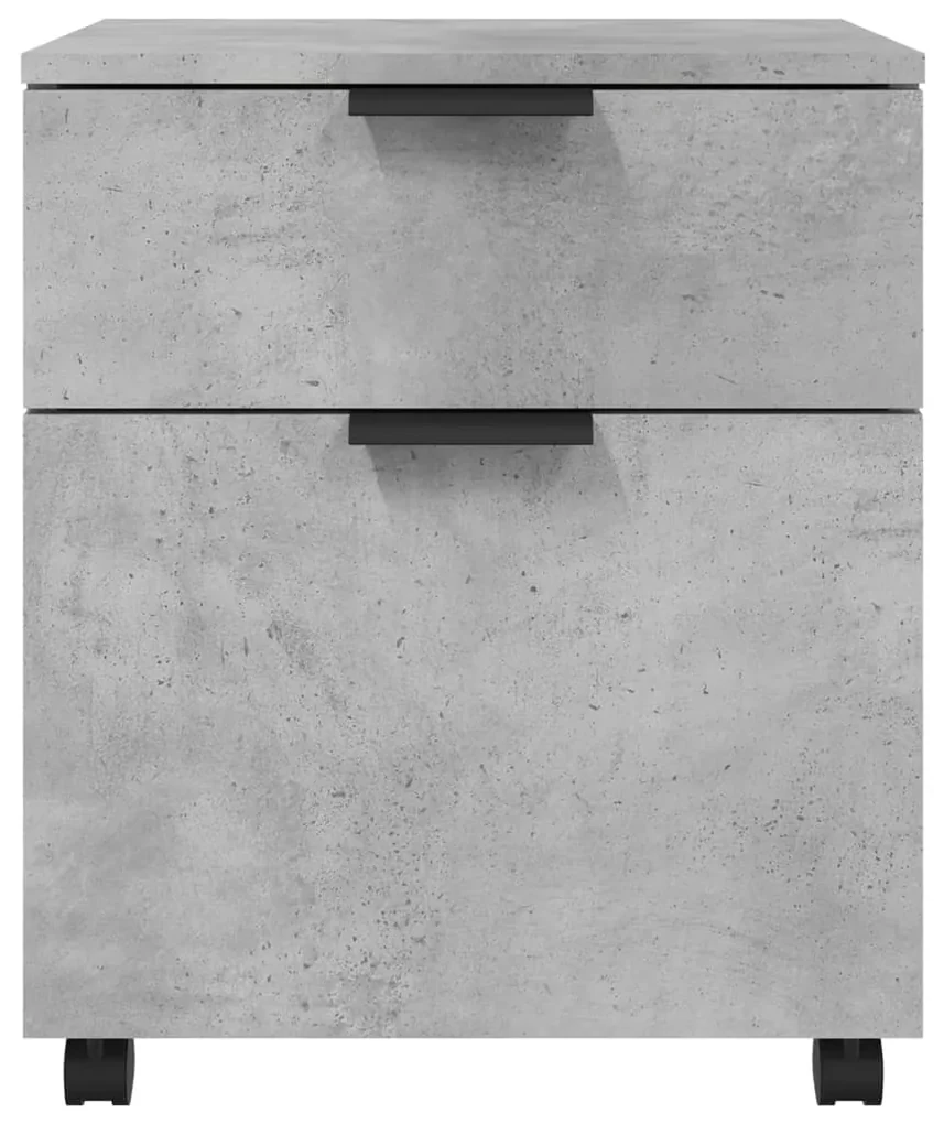 Schedario con ruote grigio cemento 45x38x54cm legno multistrato