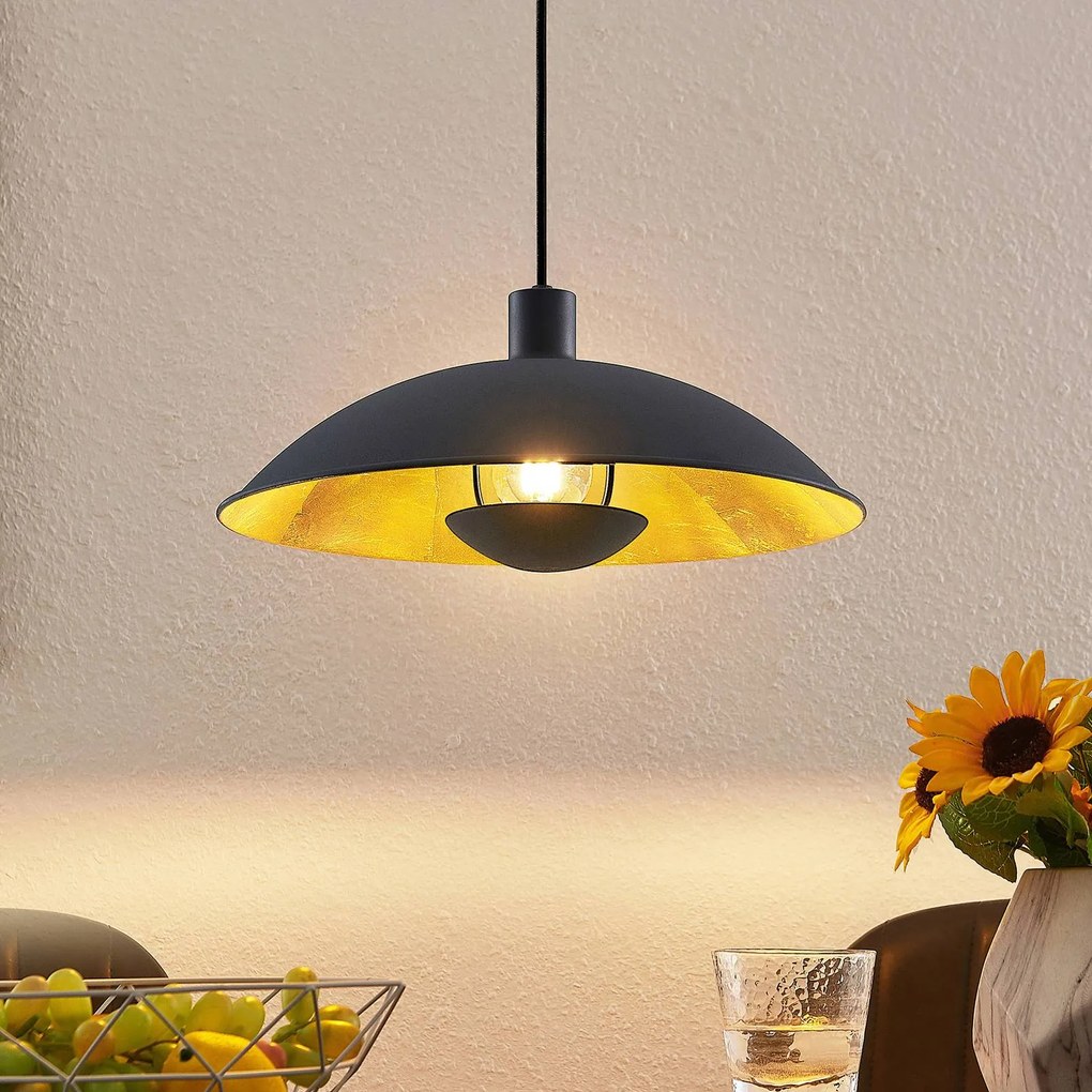 Lampada a sospensione Lindby Narisara, Ø 40 cm, E27, nero-oro