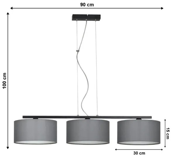Lampadario a sospensione con filo ASTRA 3xE27/60W/230V grigio
