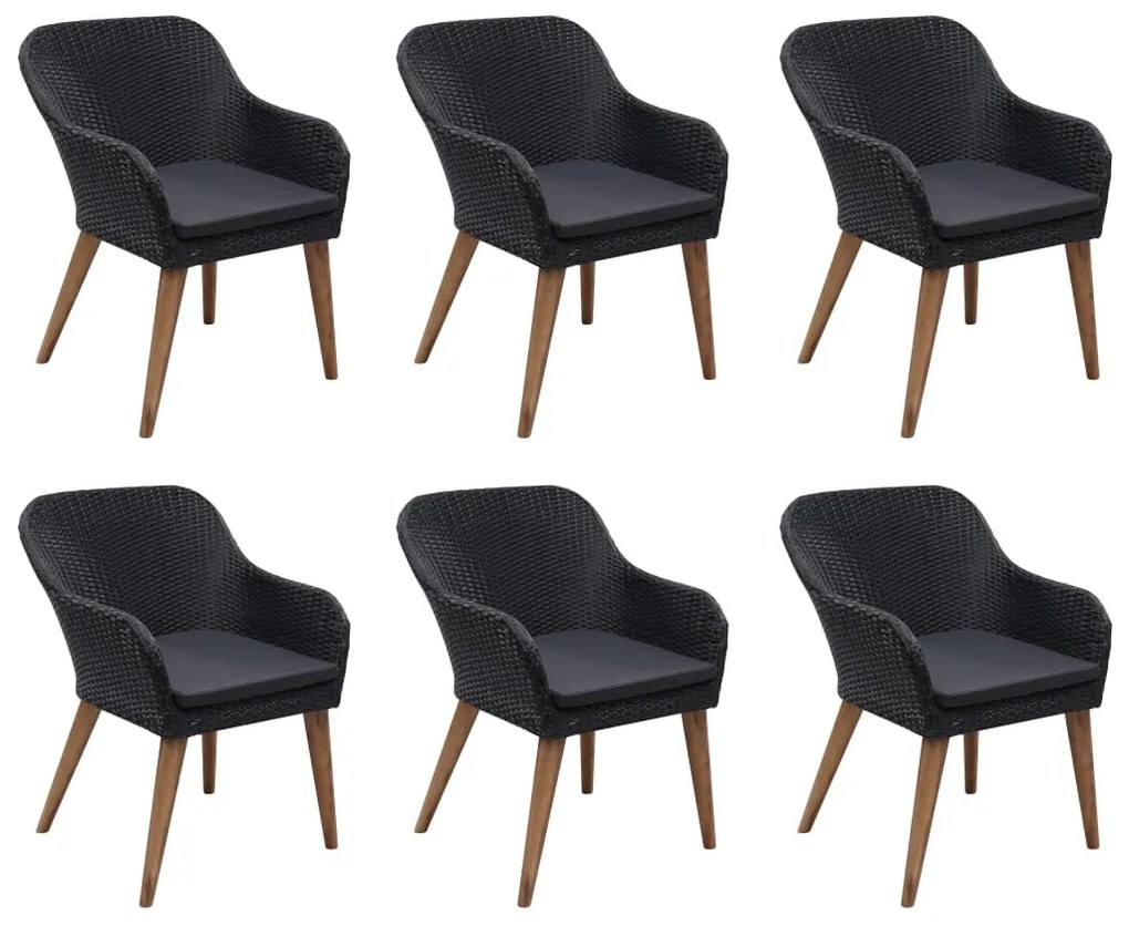 Set mobili da pranzo per giardino 7 pz nero