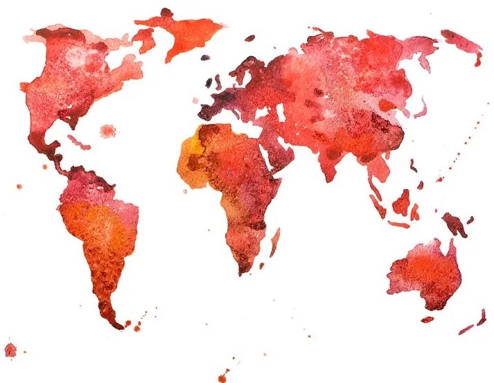 Carta da parati – Continenti in colore rosso
