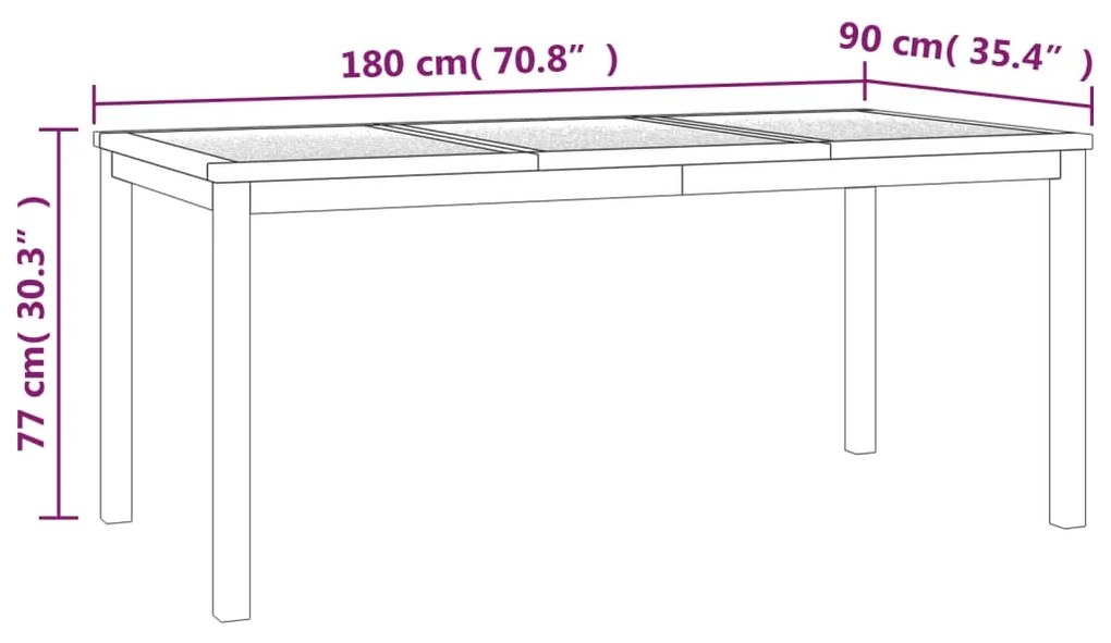 Set da Pranzo per Giardino 3 pz in Legno Massello di Teak