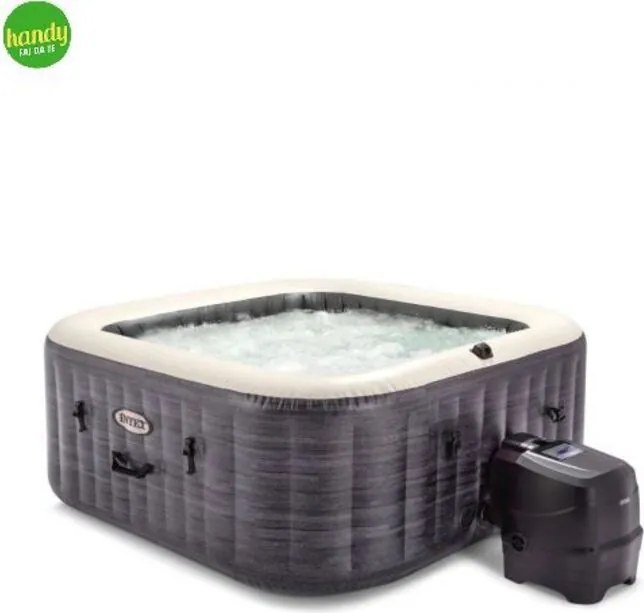 piscina idromassaggio gonfiabile intex "greystone deluxe" grigio effetto pietra 4 persone 175x175x71 cm - cod. 28450np