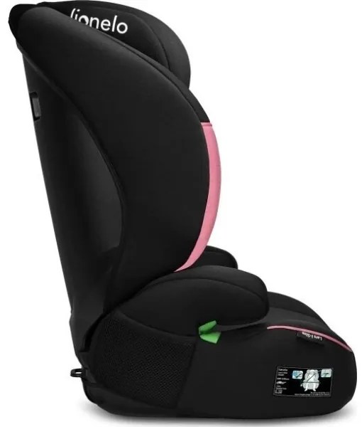 Lionelo - Seggiolino auto LARS i-Dimensioni 100-150 cm nero/rosa