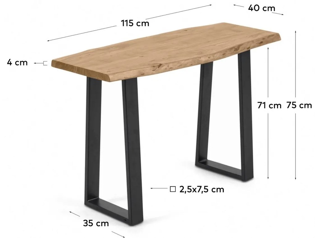 Kave Home - Consolle Alaia in legno massello di acacia con finitura naturale 115 x 40 cm