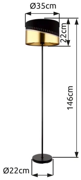 Globo 54046S - Lampada con piedistallo OR 1xE27/60W/230V diametro 35 cm nero/oro