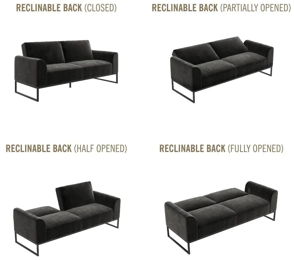 Divano letto nero 217,2 cm Adley - CosmoLiving by Cosmopolitan