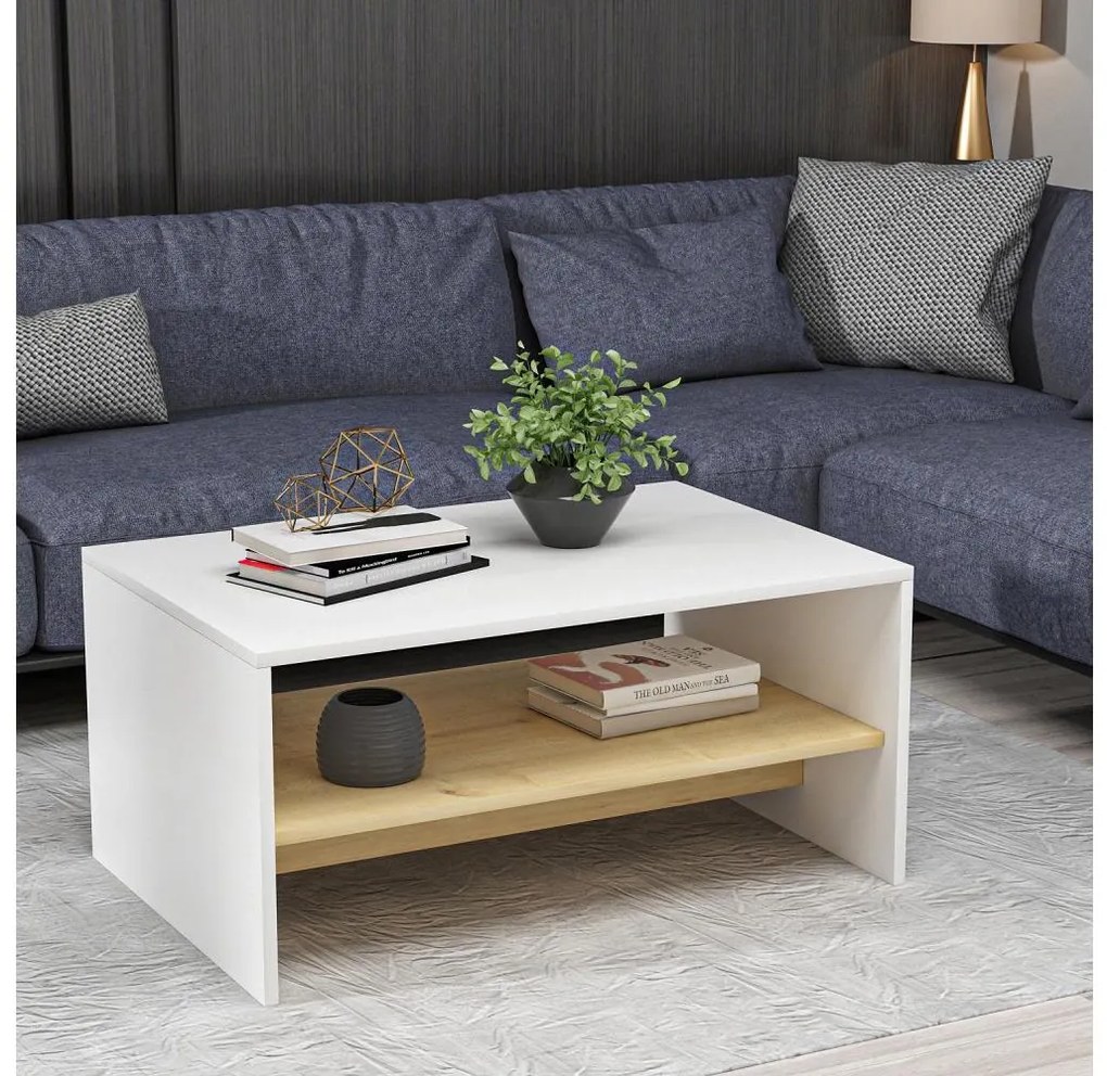 Tavolino APOLLON 47x90 cm beige/bianco