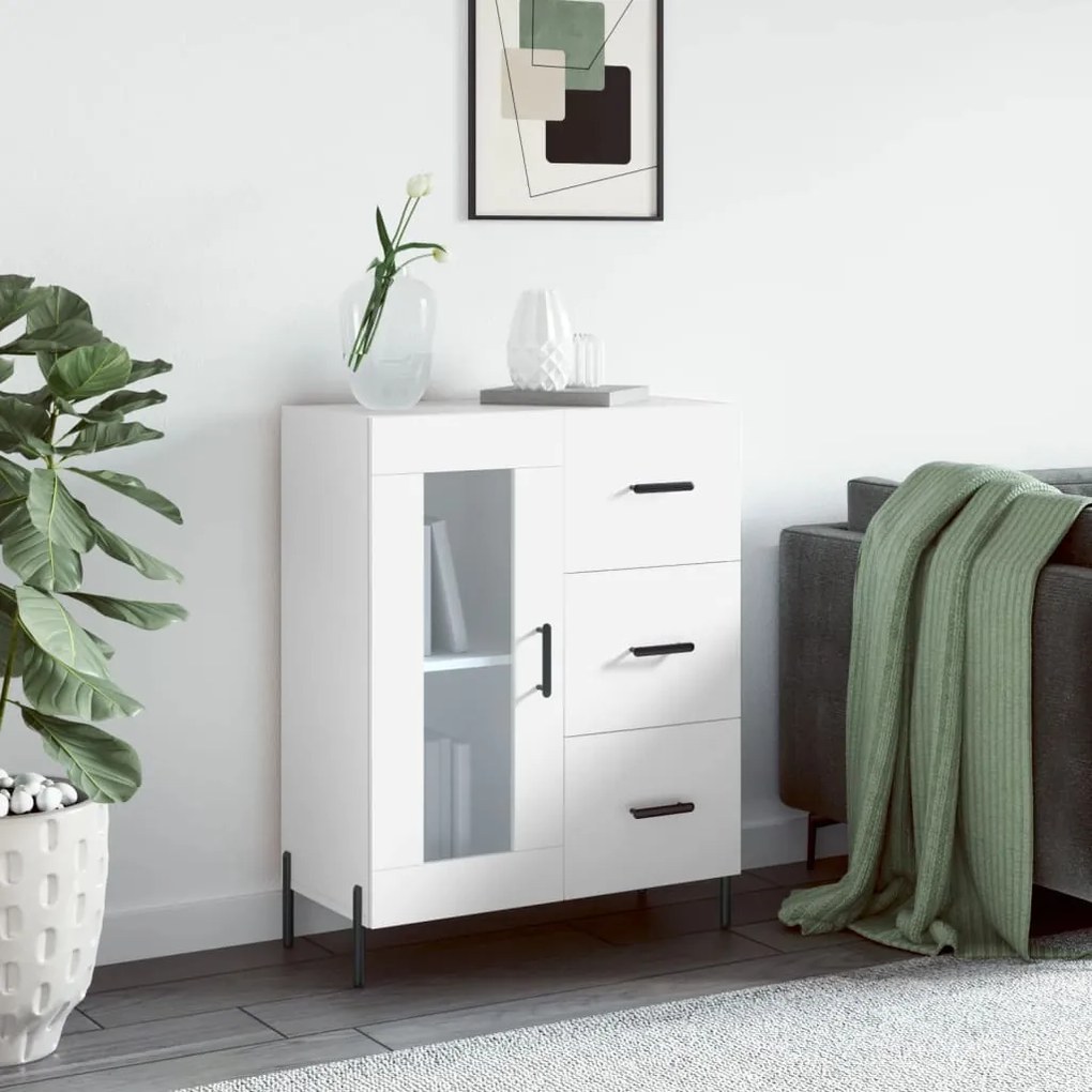 Credenza Bianca 69,5x34x90 Cm İn Legno Multistrato /