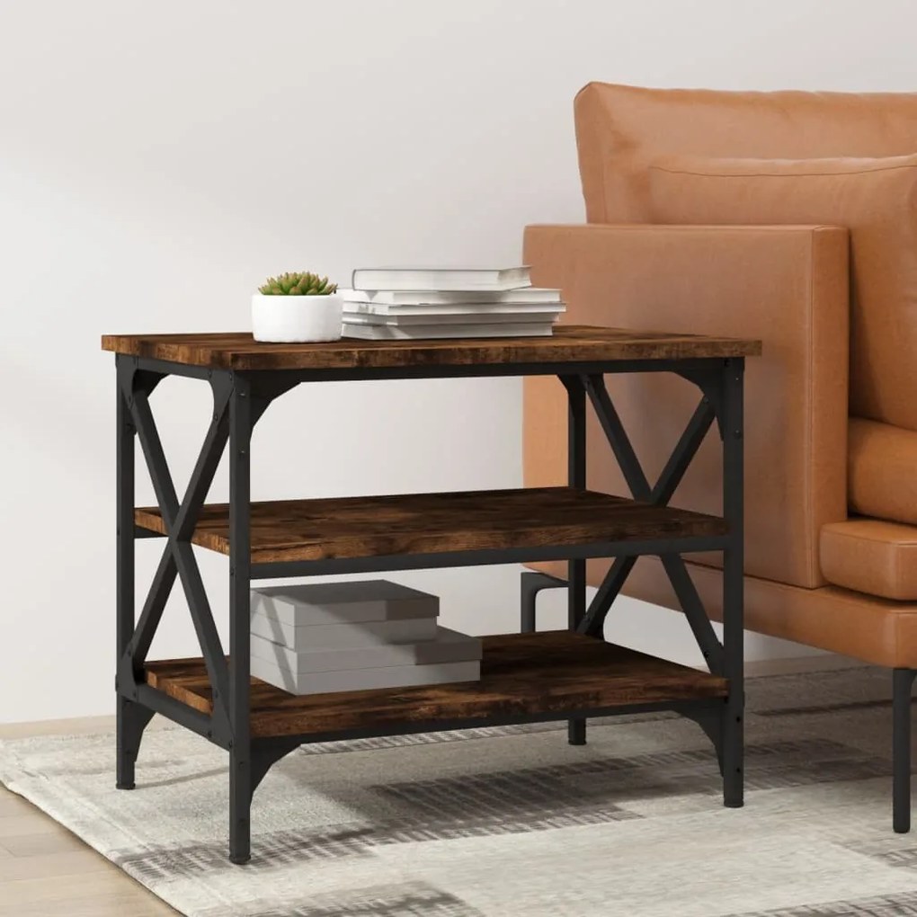 Tavolino Da Salotto Rovere Fumo 55x38x45 Cm Legno Multistrato /