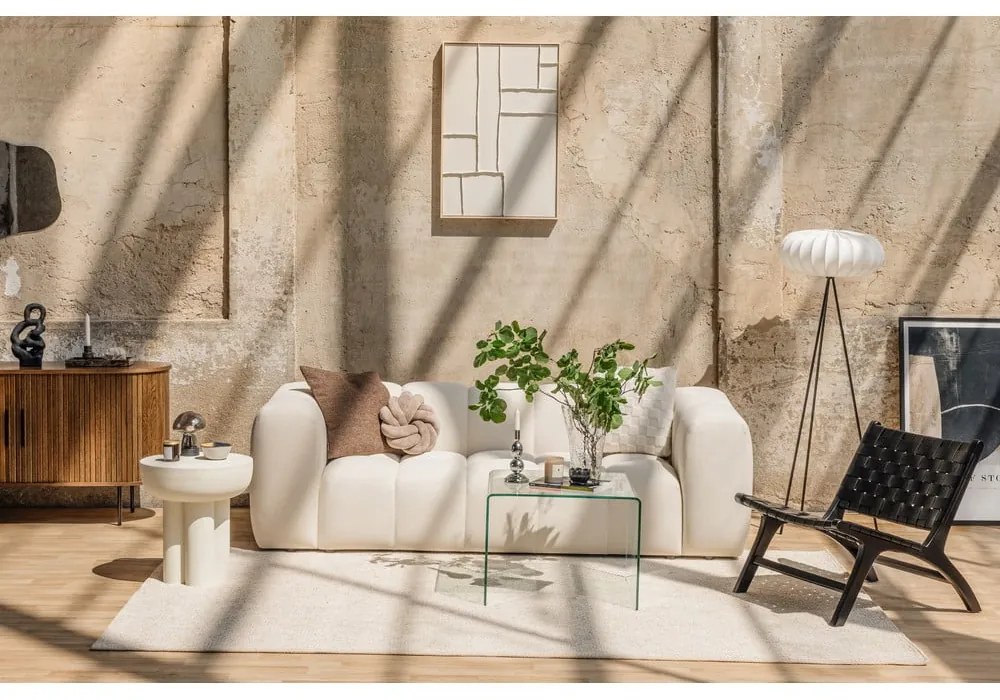 Divano color crema con rivestimento in velluto 225 cm Cube – Bonami Selection