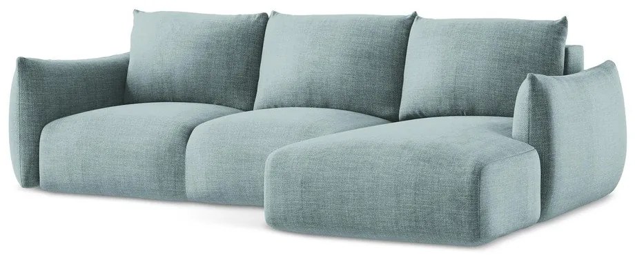 Divano angolare blu allungabile (con penisola a destra/con chaise lounge) Leila – Makamii