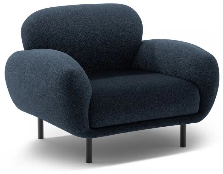 Poltrona blu scuro con rivestimento in bouclé Poppy – Micadoni