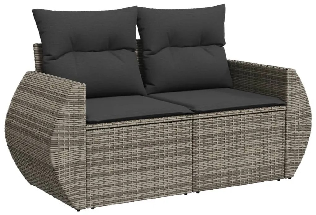 Set divano da giardino 6pz con cuscini grigio chiaro polyrattan