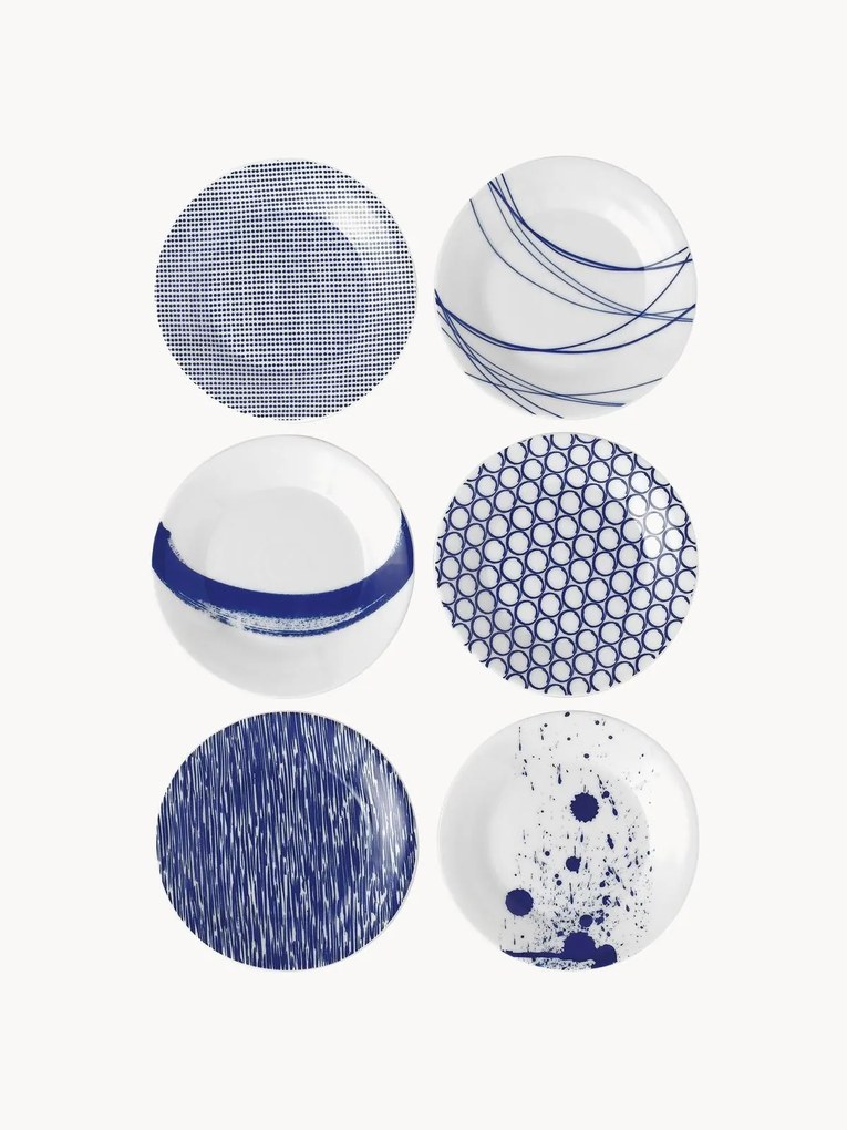 Set di 6 piatti da colazione in porcellana Pacific Blue