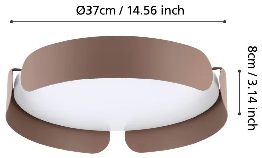 Eglo 99623 - Plafoniera LED VALCASOTTO LED/20W/230V Ø 37 cm marrone