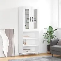 Credenza Bianco Lucido 69,5x34x180 cm in Legno Multistrato 3198755