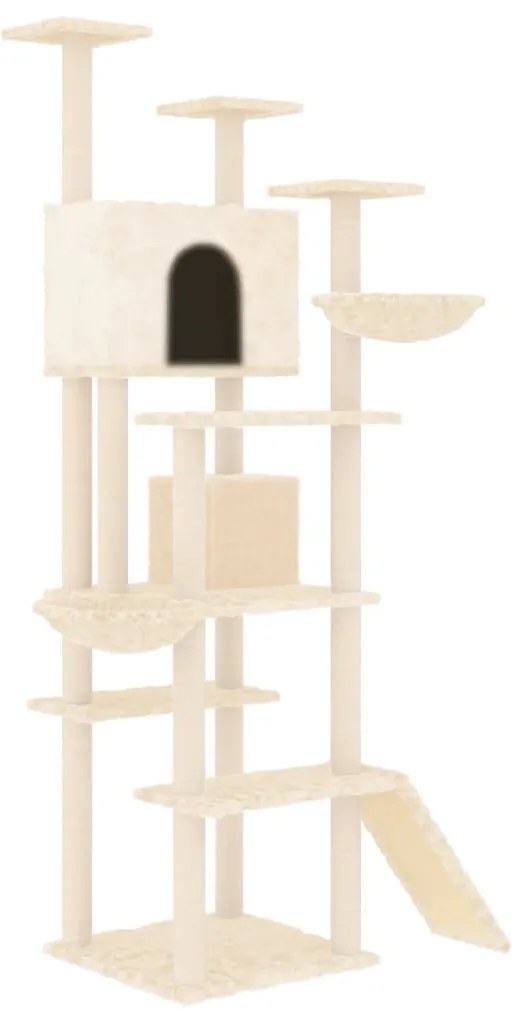 Albero per gatti con tiragraffi in sisal crema 191 cm
