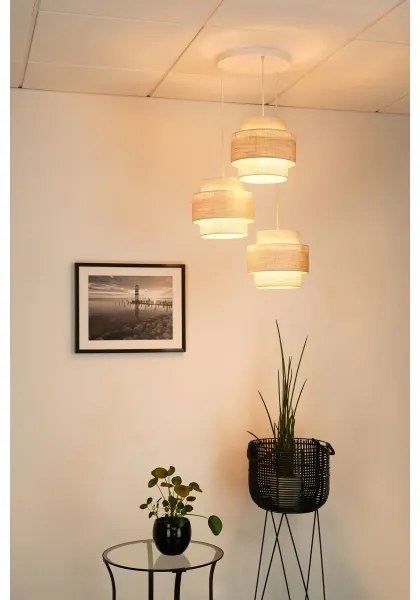 Brilagi - Lampadario a sospensione con filo DOVER SPACE 3xE27/15W/230V grigio/color crema