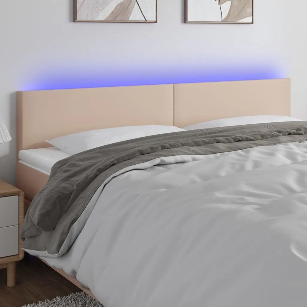 Testiera Cappuccino A Led 200x5x78/88 Cm İn Similpelle /