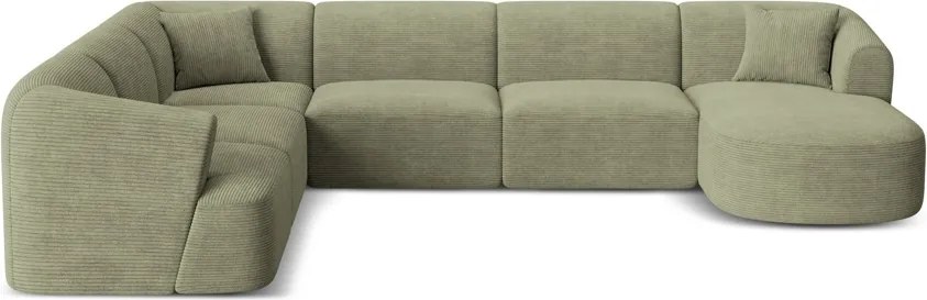 Divano angolare panoramico Campi 7 posti in velluto a coste – L330x255 cm