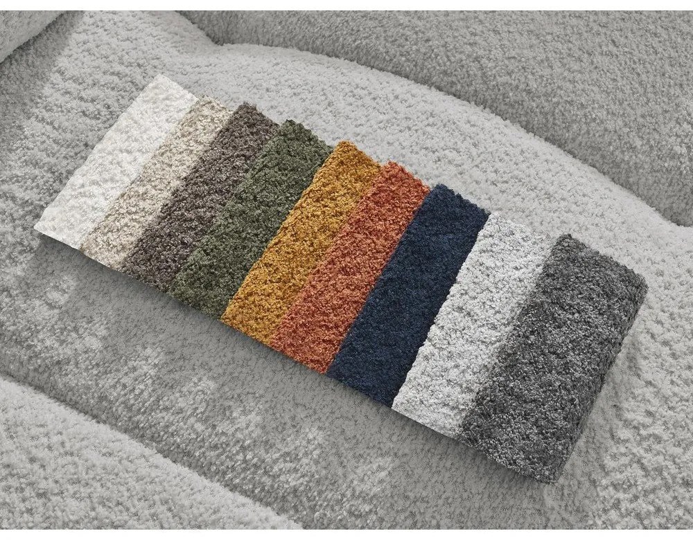 Divano angolare grigio chiaro allungabile/con contenitore (con penisola a destra/con chaise lounge) con rivestimento in bouclé Roxelane – Bobochic Paris