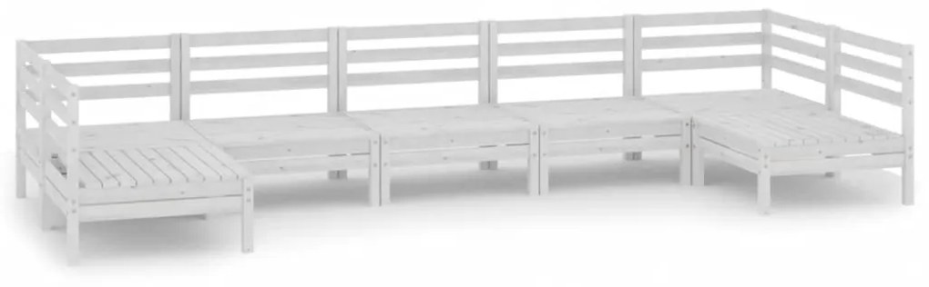 Set Salotto da Giardino 7 pz in Legno Massello di Pino Bianco