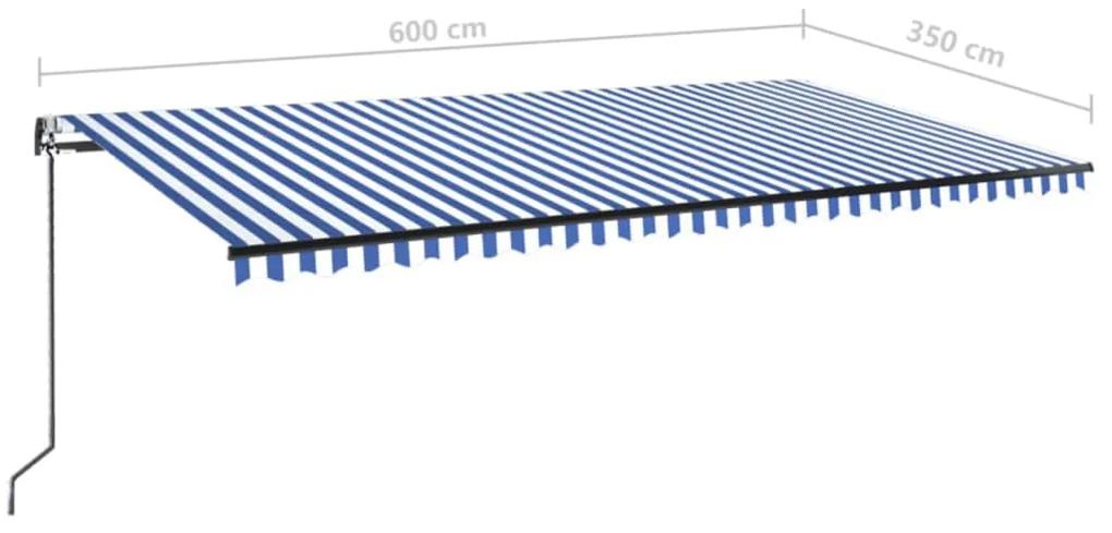Tenda da Sole Retrattile Automatica 600x350 cm Blu e Bianca