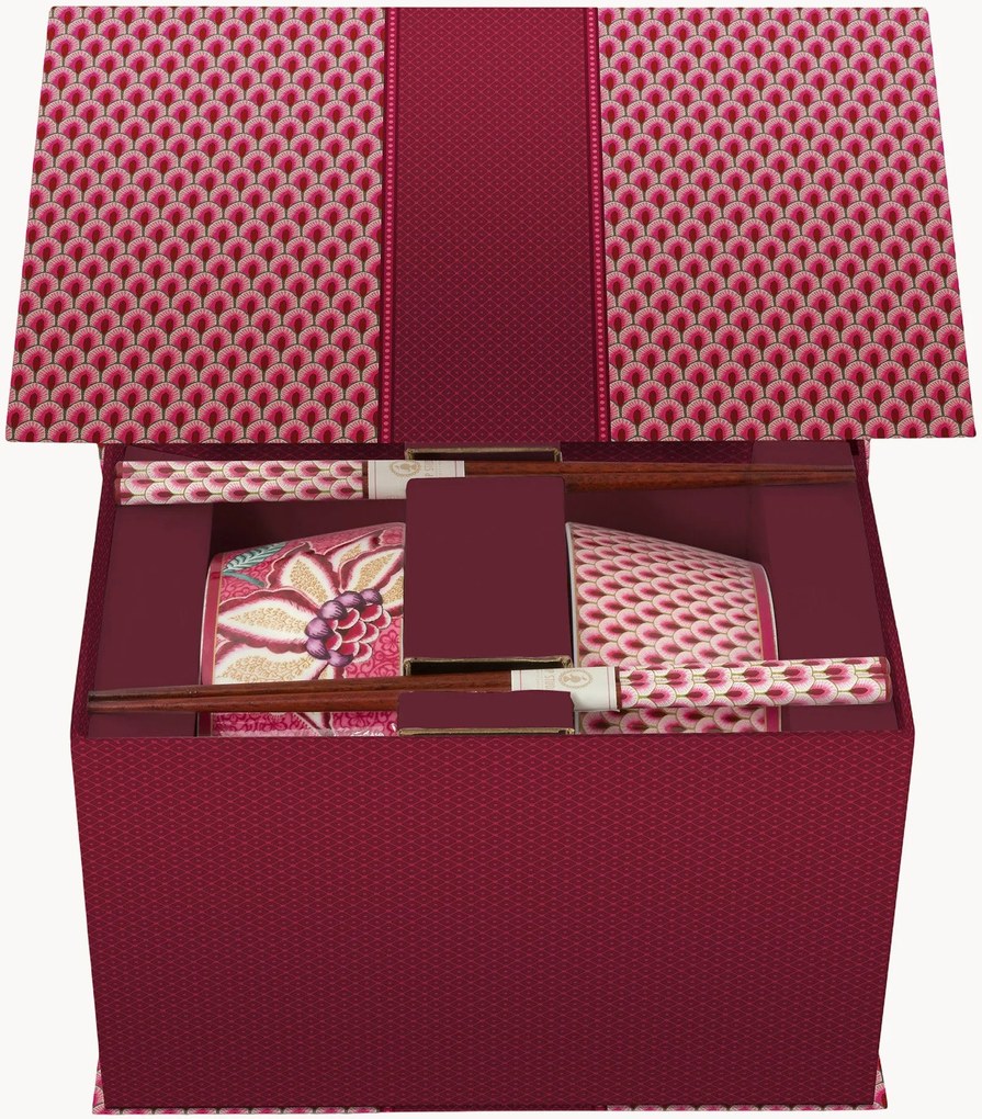 Servizio di piatti Noodle, 2 persone, fiore orientale, set da 4