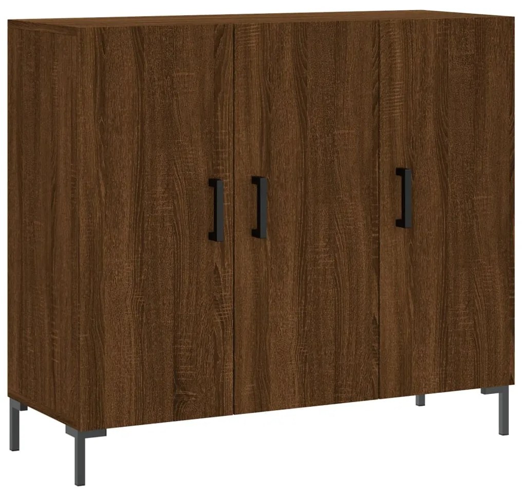 Credenza rovere marrone 90x34x80 cm in legno multistrato