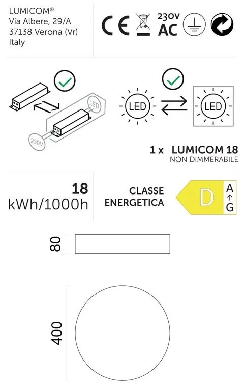 Plafoniera LED moderno Punnet, bianco Ø 40 cm, luce naturale LUMICOM