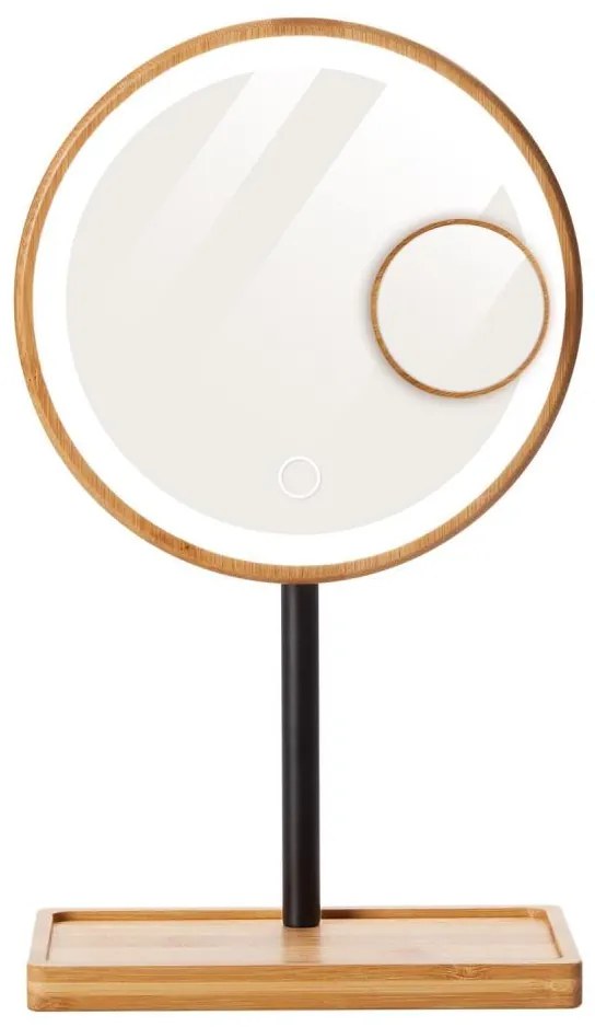 Lanaform - Specchio cosmetico dimmerabile con retroilluminazione LED 5V USB in bambù