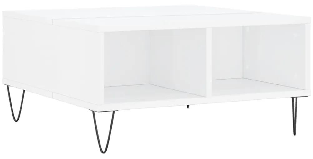Tavolino da Salotto Bianco Lucido 60x60x30 cm Legno Multistrato