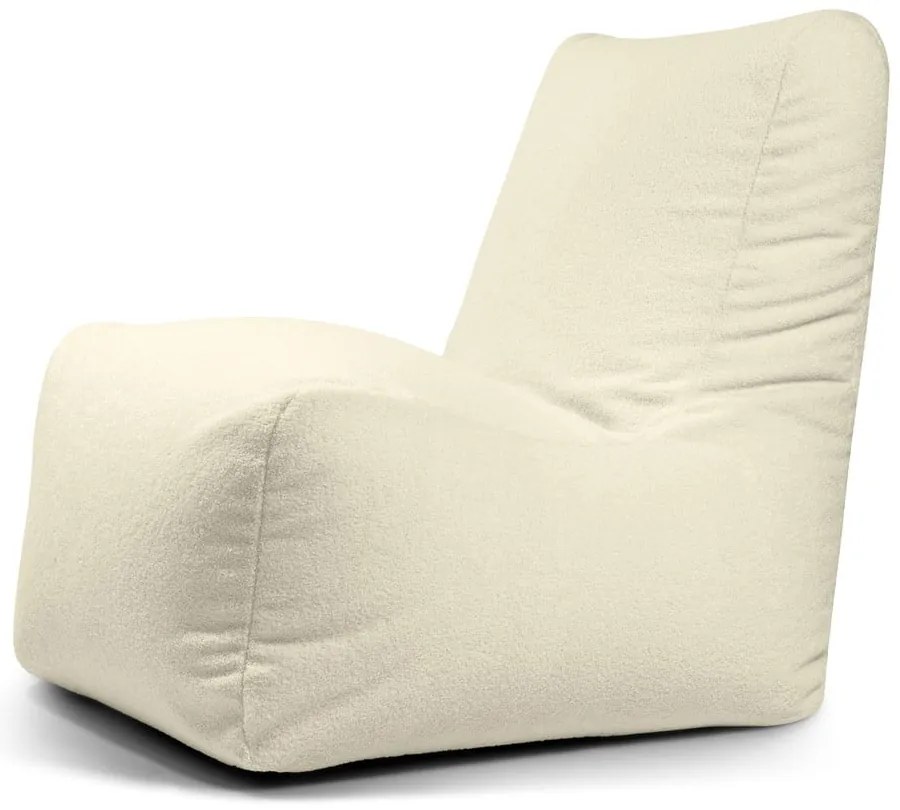 Puof a sacco color crema con rivestimento in bouclé Seat Lounge – SLOWDOWN
