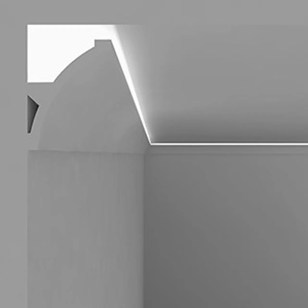 Cornice Pitturabile Stondata XL per parete per Strisce LED - 2m Variante Lunghezza 2 Metri