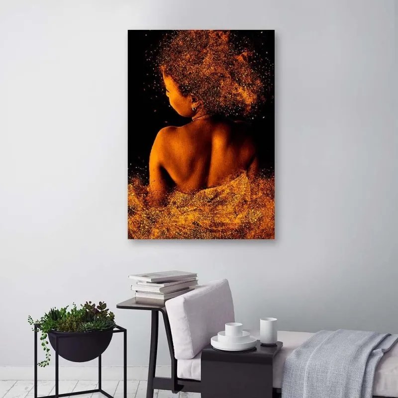 Quadro su tela, Bella donna polvere d'oro  Dimensioni Tappeti 40x60