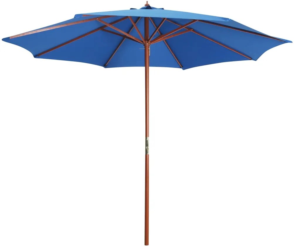 Ombrellone Con Palo İn Legno 300x258 Cm Blu /