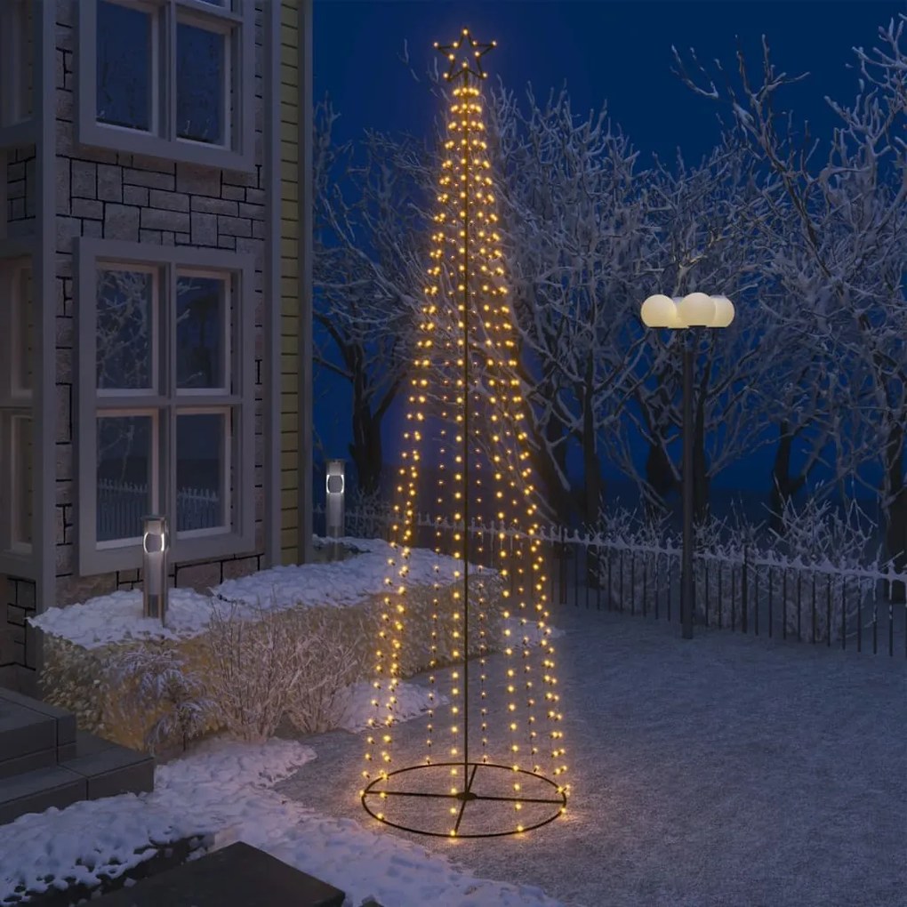 Albero di Natale a Cono con LED Bianco Caldo e Freddo, Albero di Natale a Cono con 400 LED Bianco Caldo 100x360 cm