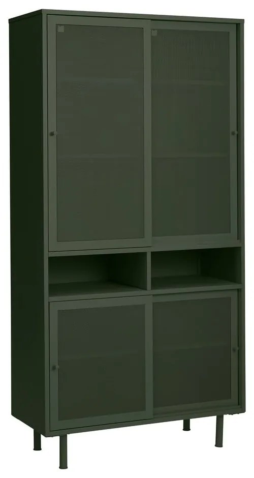 Armadietto verde scuro in metallo con porte scorrevoli 90x180x40 cm Veep – Unique Furniture