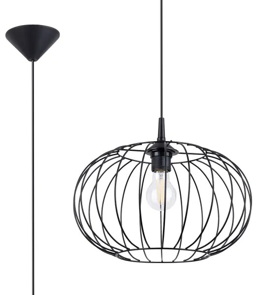 Sollux SL.1185 - Lampadario a sospensione con filo TSUNO 1xE27/15W/230V nero