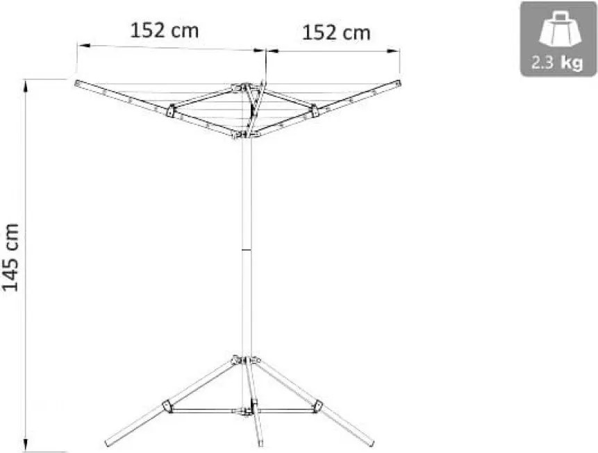 Stendibiancheria 4 Bracci 152x152x145 h cm in Alluminio Grigio...