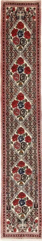Senneh Tappeto 300x50 Blu (Iran) Annodato A Mano