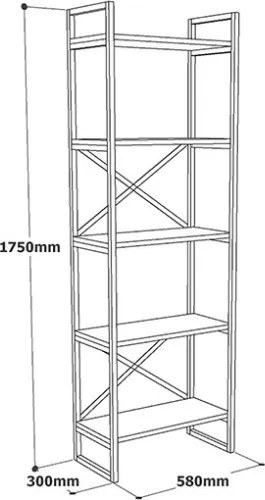 Libreria Oro 58x30x175 Cm 5 Ripiani Effetto Marmo Decus