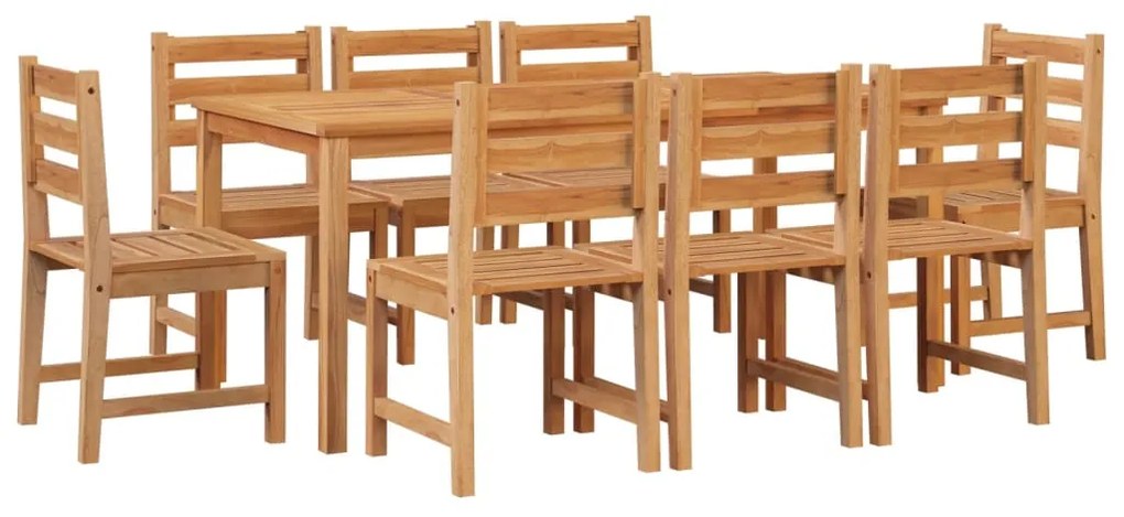 Set da Pranzo per Giardino 9 pz in Legno Massello di Teak