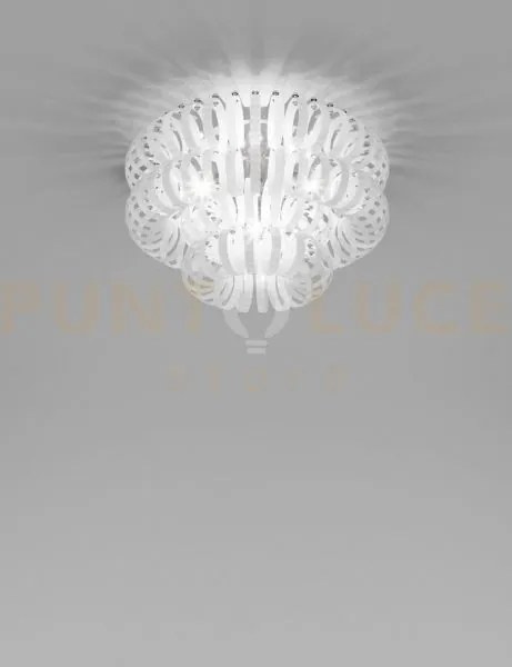 Ecos lampadario da soffitto 60a bianco rigadin cromo lucido 3 luci ...