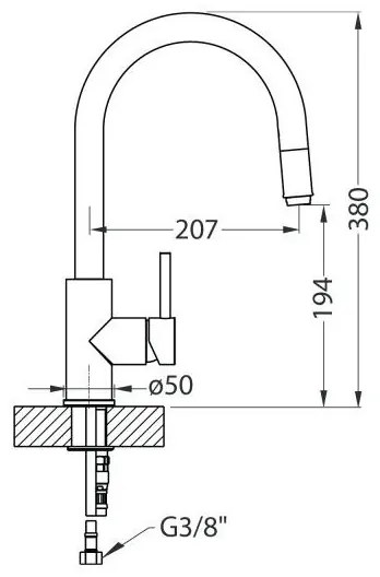 ALVEUS 1129021 - Miscelatore cucina DELOS 38 cm con doccetta estraibile, cromo l